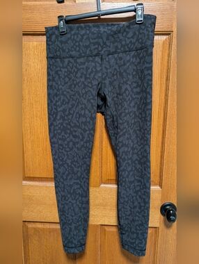 lululemon Athletica Wunder Under High Rise Black Charcoal Leopard Print Leggings